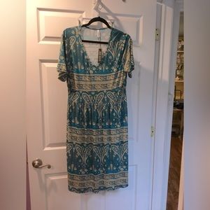 NWT DB Moon short sleeve v neck casual dress knee length with pockets XL